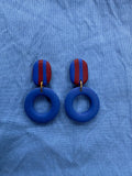 Blue & Burgundy Stripe Earrings