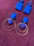 Blue & Burgundy Stripe Earrings