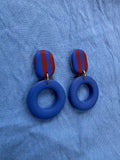 Blue & Burgundy Stripe Earrings