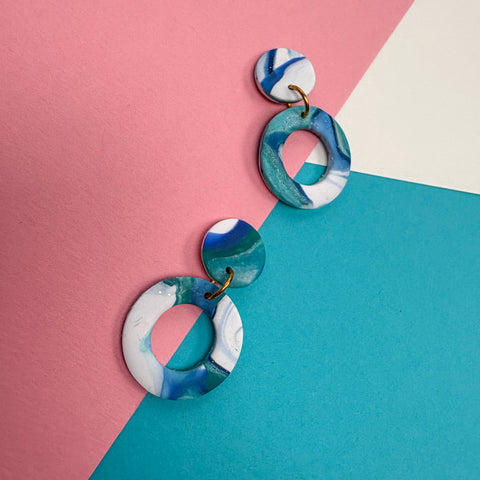 Marble Blues Donut Stud Top