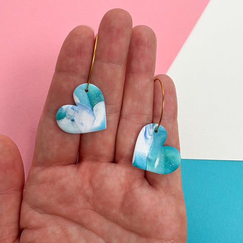Marble Blues Heart Hoop