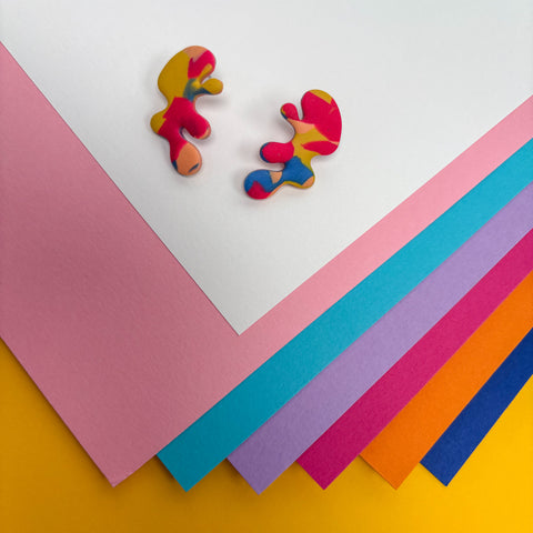 Rainbow Splodge Stud Earrings