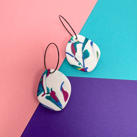 Organic Rainbow Hoops | Polymer Clay Earrings