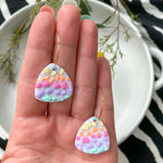 Rainbow Dot Triangle Hoop | Polymer Clay Earrings