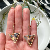 Leopard Triangle Hoops | Polymer Clay Earrings
