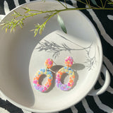 Rainbow Dot Oval | Made-to-order | Polymer Clay Earrings