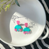 Pink Green Oyster | Polymer Clay Earrings