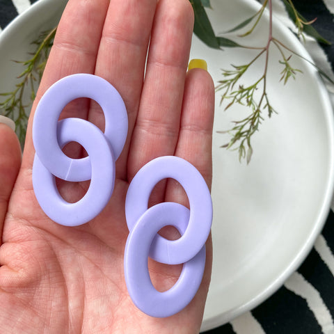 Colour Block Links Lilac | Polymer Clay Earrings