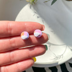 Rainbow Cloud Pink Circle Stud | Polymer Clay Earrings