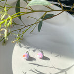 Rainbow Cloud Pink Circle Stud | Polymer Clay Earrings