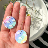 Rainbow Cloud Circle Hoop | Polymer Clay Earrings