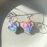 Rainbow Cloud Tunnel Hoop | Polymer Clay Earrings