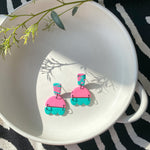 Pink Green Oyster | Polymer Clay Earrings