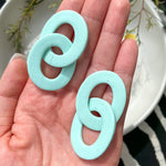 Colour Block Links Mint | Polymer Clay Earrings