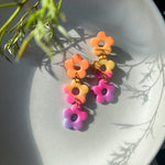 Ombré Neon Daisy Chain | Made-to-order | Polymer Clay Earrings