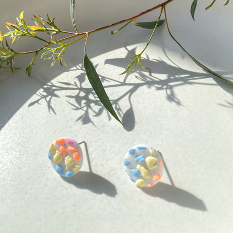 Rainbow Dot Stud (2) | Polymer Clay Earrings