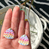 Rainbow Dot Triangle Hook | Made-to-order | Polymer Clay Earrings