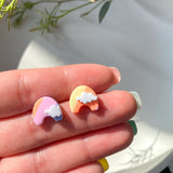 Rainbow Cloud Pink Arch Stud  | Polymer Clay Earrings