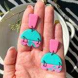 Pink Green Oyster | Polymer Clay Earrings
