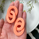 Colour Block Links Orange | Made-to-order | Polymer Clay Earrings