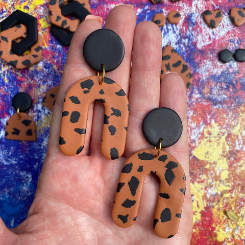 Animal Print Black Arch | Made-to-order | Polymer Clay Earrings