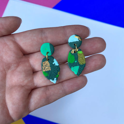 Little Green Leaves | Made-to-order | Polymer Clay Earrings