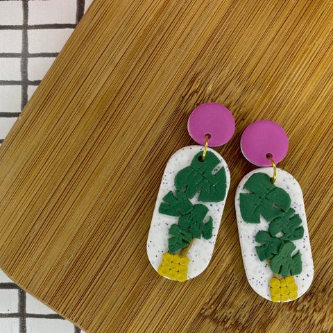 Monestera Earrings | Made-to-order