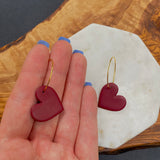 Burgundy Hearts | Made-to-order | Polymer Clay Earrings