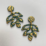 Green and Gold Leaf Earrings - Made to order