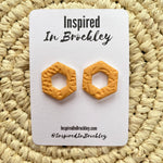 Mustard Hexagon Stud Earrings