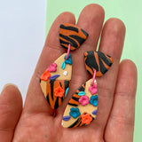 Tiger Triangular Dangles | Made-to-order | Polymer Clay Earrings