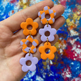 Lilac and Orange Daisy Chain | Made-to-order | Polymer Clay Earrings