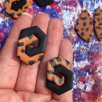 Animal Print Small Hexagon Link Earrings | Made-to-order | Polymer Clay Earrings