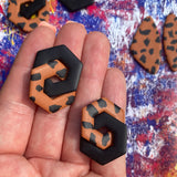 Animal Print Small Hexagon Link Earrings | Made-to-order | Polymer Clay Earrings